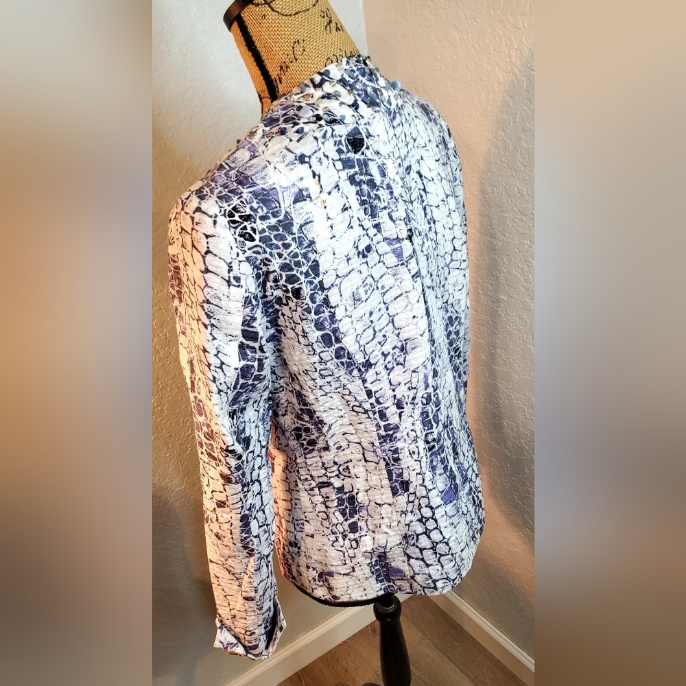 Chico's Blue And White Patterned Jacket - image 2
